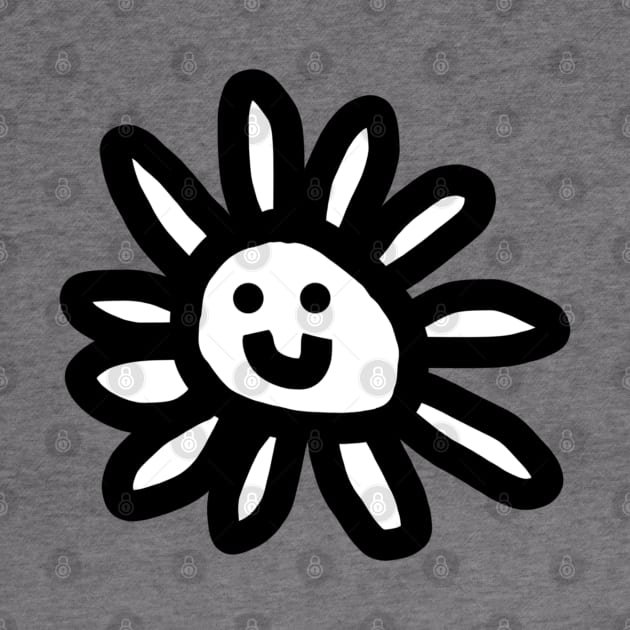 Black and White Daisy Flower Smiley Face Graphic by ellenhenryart